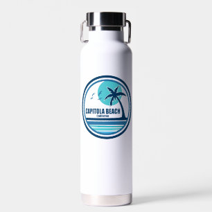 Capitola Beach California Palm Tree Birds Water Bottle