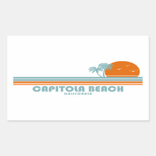 Capitola Beach California Sun Palm Trees Sticker