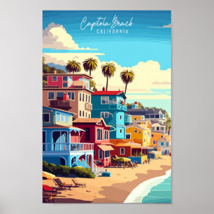 Capitola Beach California USA vintage travel Poster