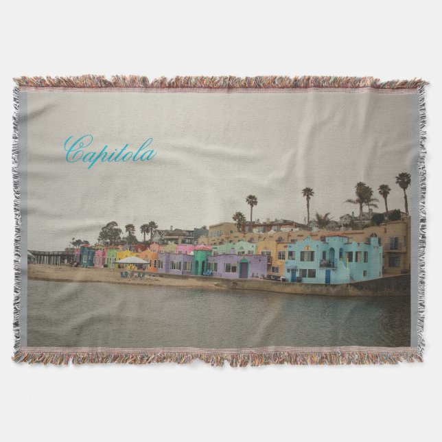 Capitola painted village overcast with Capitola na Throw Blanket (Front)