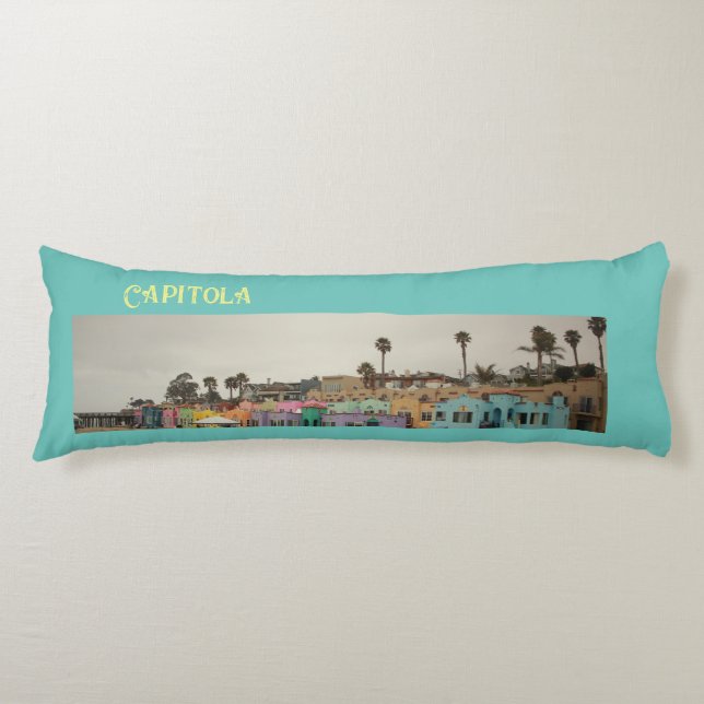 Capitola Venetian village colourful coastline Body Pillow (Front)
