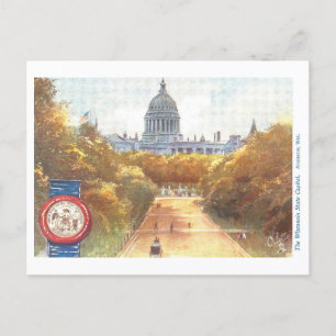Capitole vintage du Wisconsin avec carte postale S
