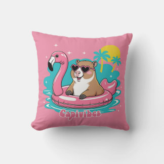 Capivara Stylosa in the summer with Boia Rosa Throw Pillow