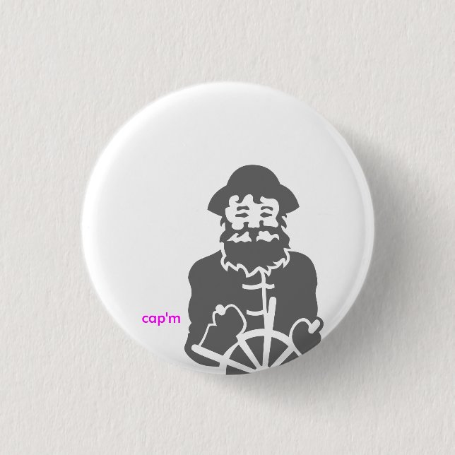 cap'm 1 inch round button (Front)
