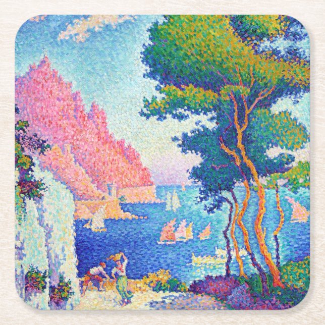 Capo di Noli, Signac Square Paper Coaster (Front)