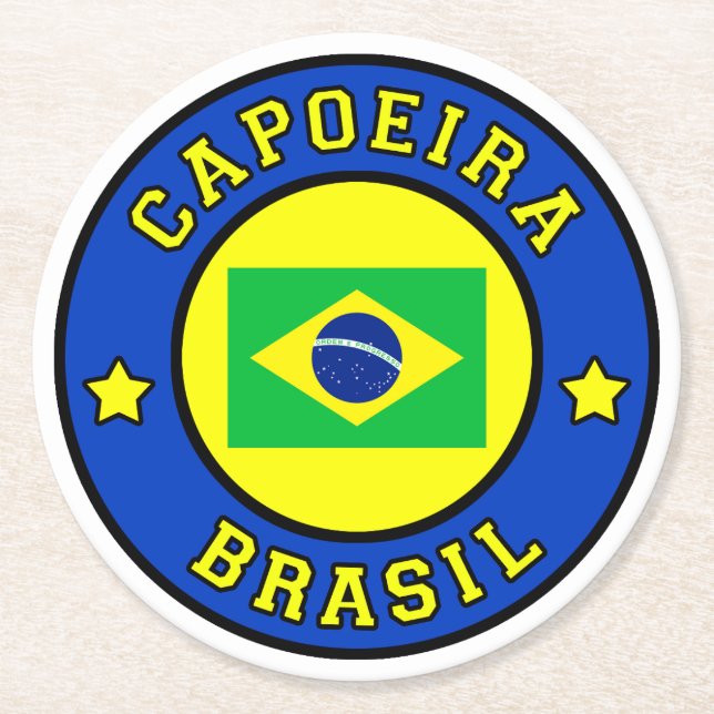 Capoeira Brasil Round Paper Coaster (Front)