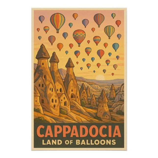 Cappadocia – Balloons Over Fairy Chimneys Poster (Front)