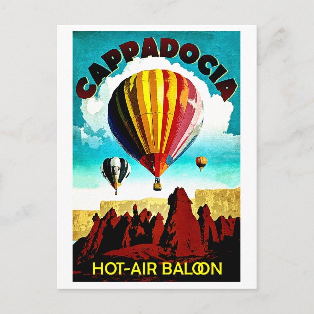 Cappadocia, hotair baloons, panorama, Turkey Postcard (Front)