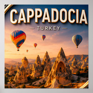 Cappadocia Turkey Ancient Valleys Scenic Travel Poster