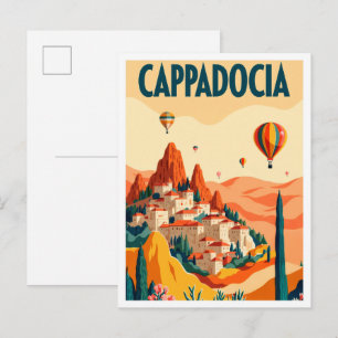 Cappadocia Turkey Art vintage Travel Postcard