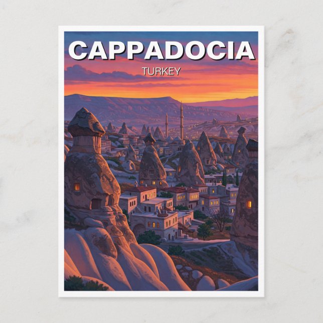 Cappadocia Turkey Hot Air Balloons sunset Travel Postcard (Front)