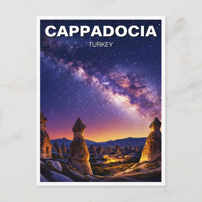 Cappadocia Turkey Night Milky Way  Postcard (Front)