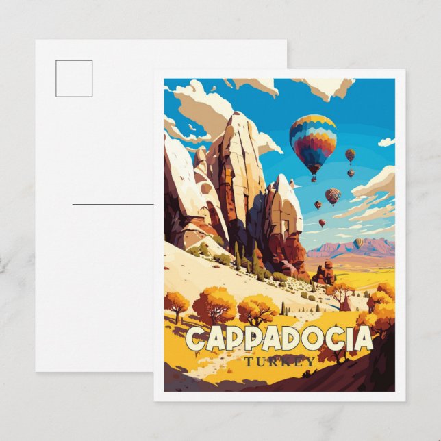 Cappadocia Turkey vintage travel illustration Postcard (Front/Back)