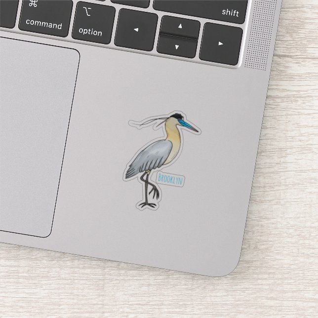 Capped heron bird cartoon illustration  (Detail)