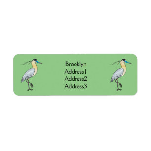 Capped heron bird cartoon illustration 
