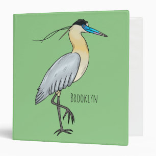 Capped heron bird cartoon illustration binder