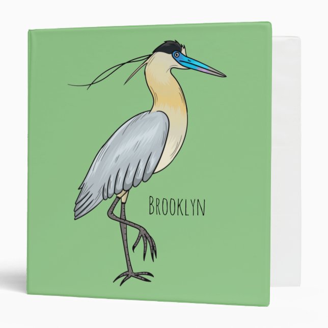 Capped heron bird cartoon illustration  binder (Front/Inside)