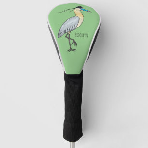 Capped heron bird cartoon illustration golf head cover