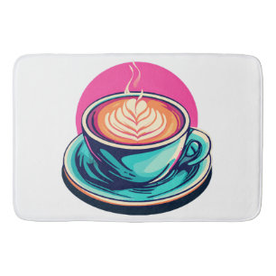 Cappuccino coffee cup bath mat