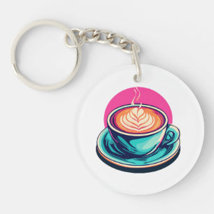 Cappuccino coffee cup keychain