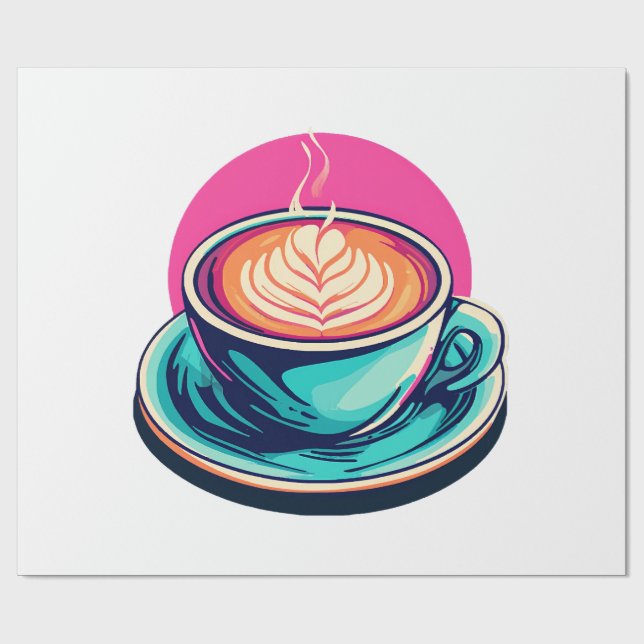 Cappuccino coffee cup wrapping paper (Flat)