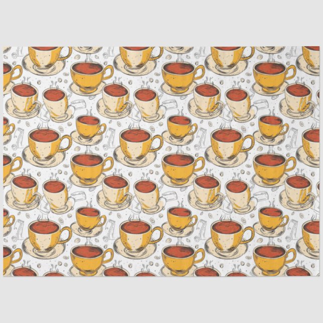 Cappuccino Coffee ephemera collage pattern Tissue Paper (Front)