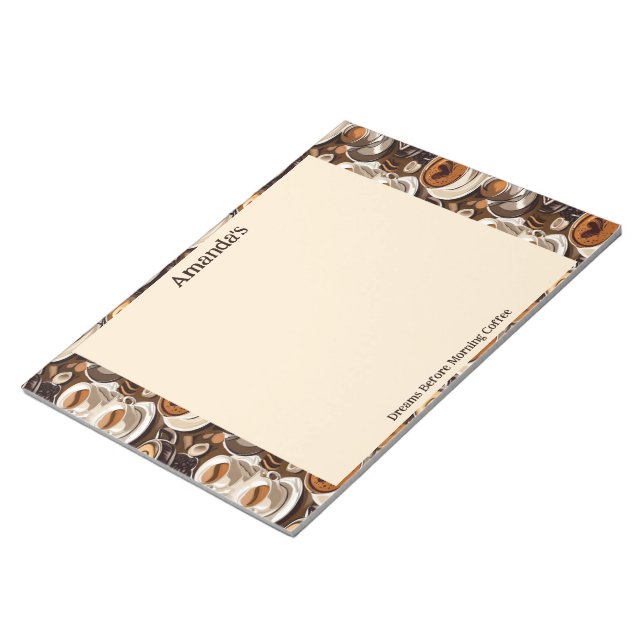 Cappuccino Coffee Oil Paint Pattern Personalized  Notepad (Angled)
