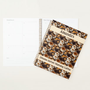 Cappuccino Coffee Oil Paint Pattern Personalized Planner