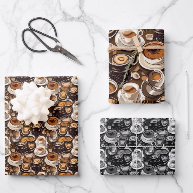 Cappuccino Coffee Oil Paint Pattern Personalized  Wrapping Paper Sheet (Front)