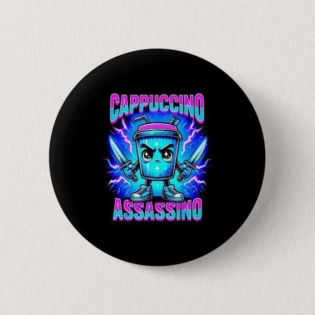 Cappuccino Ino Brainrot Italian Meme  2 Inch Round Button (Front)