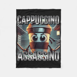 Cappuccino Ino Coffee Lovers Italian Brainrot Meme Fleece Blanket