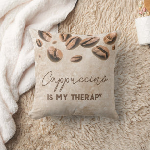 Cappuccino is My Therapy Cute Funny Saying Coffee Throw Pillow