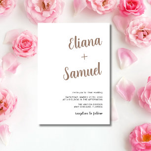 Cappuccino Minimal Modern Calligraphy Wedding Invitation