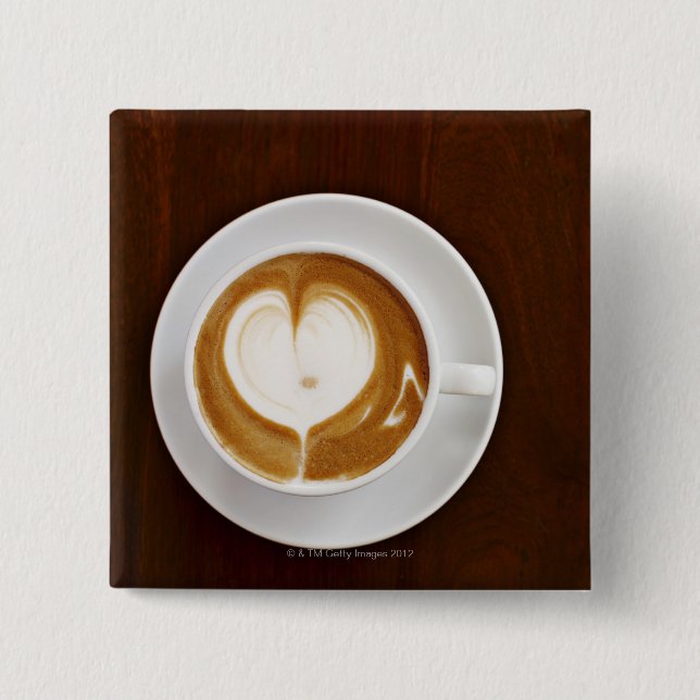 Cappuccino with love 2 inch square button (Front)