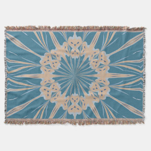 Cappuchino Blues Bold Kaleidoscope Pattern Throw Blanket