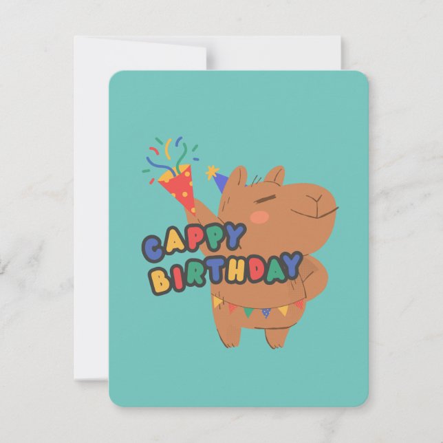 Cappy Birthday | Cute Capybara Happy Birthdday Holiday Card (Front)