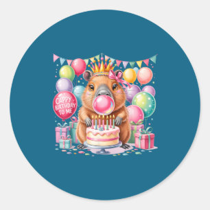 Cappy birthday to cute capybara birthday girls classic round sticker