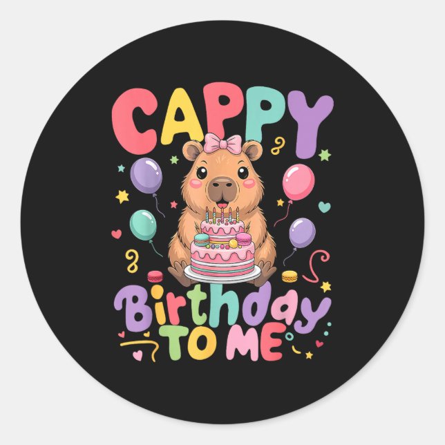 Cappy Birthday To Me Cute Capy Capybara Birthday G Classic Round Sticker (Front)