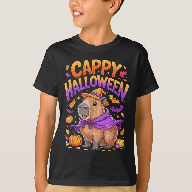Cappy Halloween Capybara Witch  T-Shirt (Front)