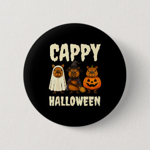 Cappy Halloween Funny Capybara Ghost Witch Pumpkin 2 Inch Round Button