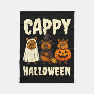 Cappy Halloween Funny Capybara Ghost Witch Pumpkin Fleece Blanket