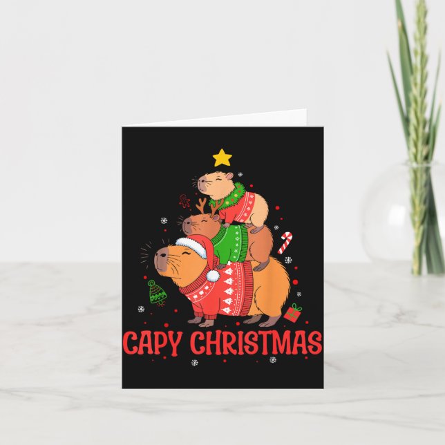 Cappy Holidays Capybara Christmas Cute Capy Xmas T Card (Front)