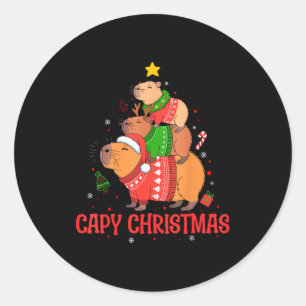 Cappy Holidays Capybara Christmas Cute Capy Xmas T Classic Round Sticker