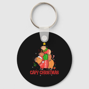 Cappy Holidays Capybara Christmas Cute Capy Xmas T Keychain