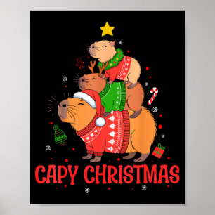 Cappy Holidays Capybara Christmas Cute Capy Xmas T Poster