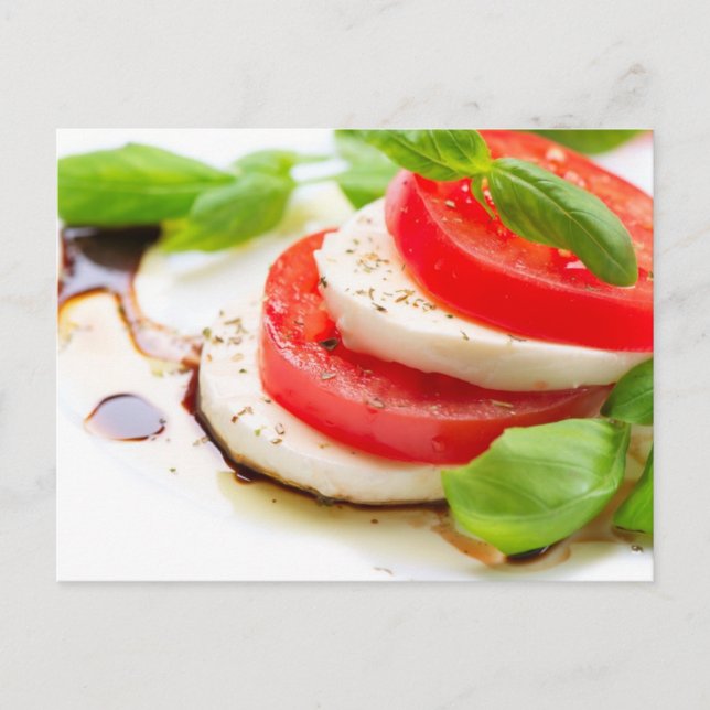 Caprese Salad. Tomato and Mozzarella slices Postcard (Front)