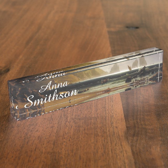 Capri Beach Waves Ocean Italy Boats Name Plate (Side)