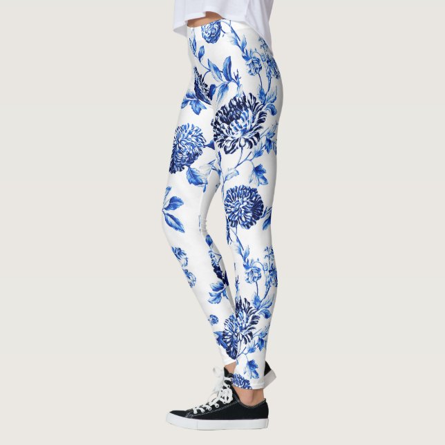 Capri Blue Floral Toile Leggings (Left)