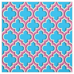 Capri Blue, Hot Pink Moroccan Quatrefoil #5DS Fabric
