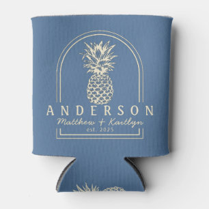 Capri Blue Pineapple Wedding Arch & Name Can Cooler